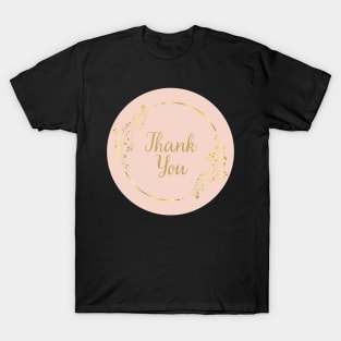 Thank You with Gold Flower - Pink T-Shirt